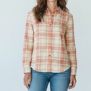 JONES NEW YORK Signature Plaid Shirt Women's Large L/G Button Front Cotton